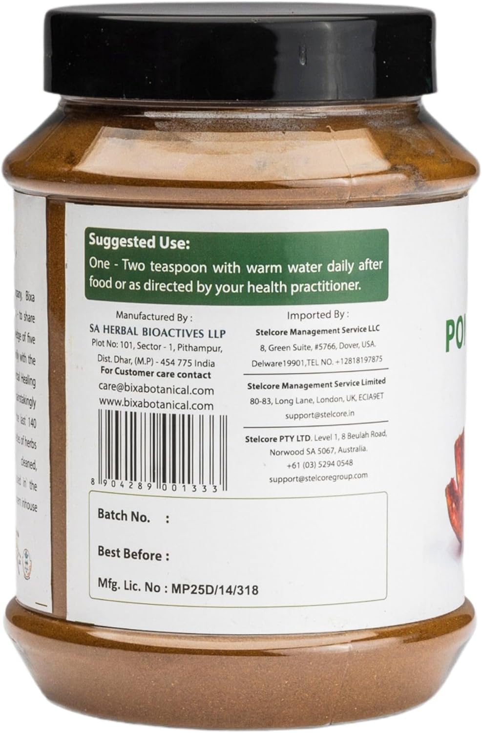 Bixa Botanical Pomegranate Peel Powder used for tea preparation and warm beverages.