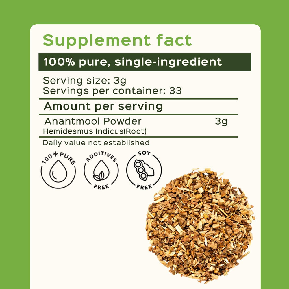 bixa BOTANICAL Sarsaparilla powder being poured reveals texture ideal for daily cooling rituals.