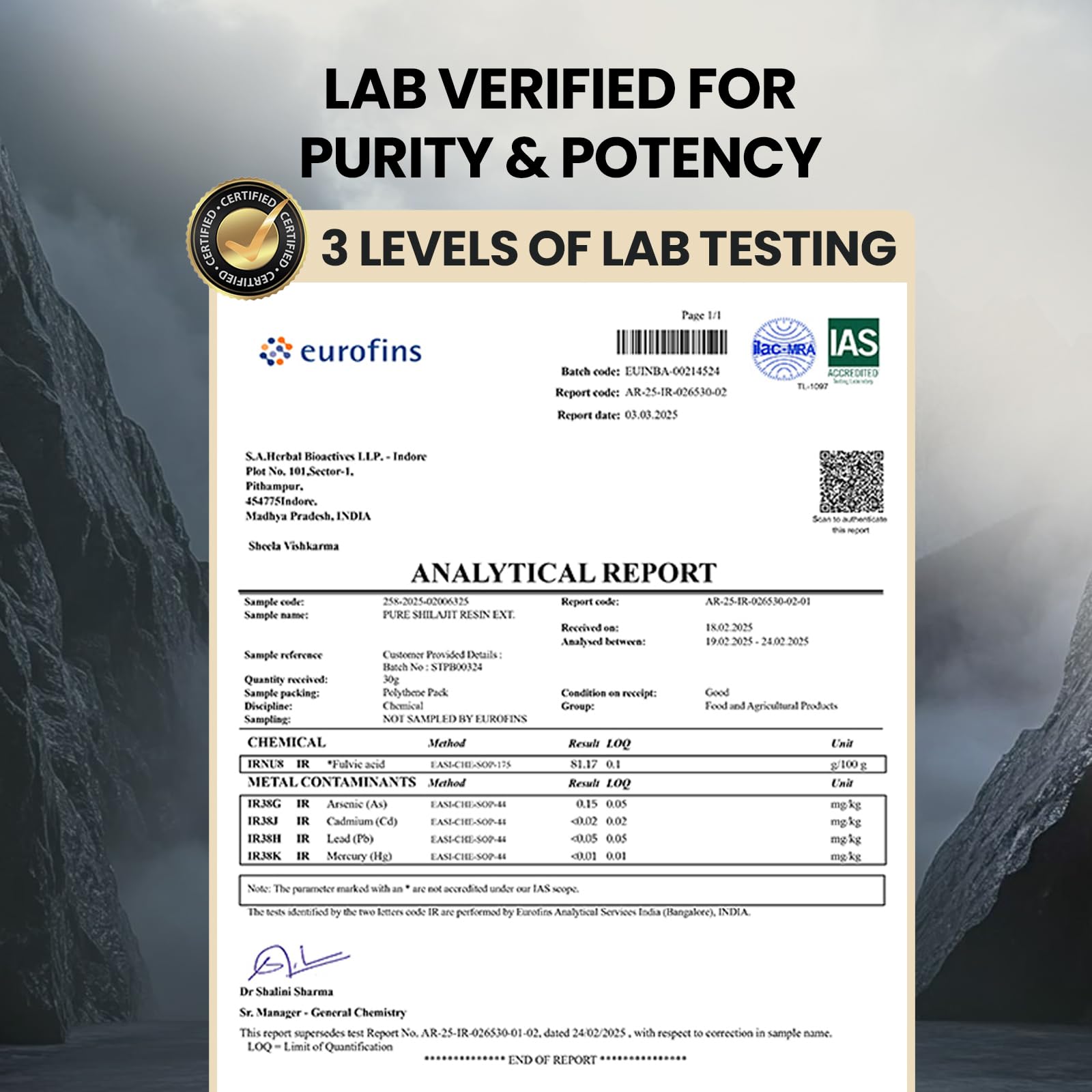 Bixa BOTANICAL Shilajit lab-tested purity and quality cues