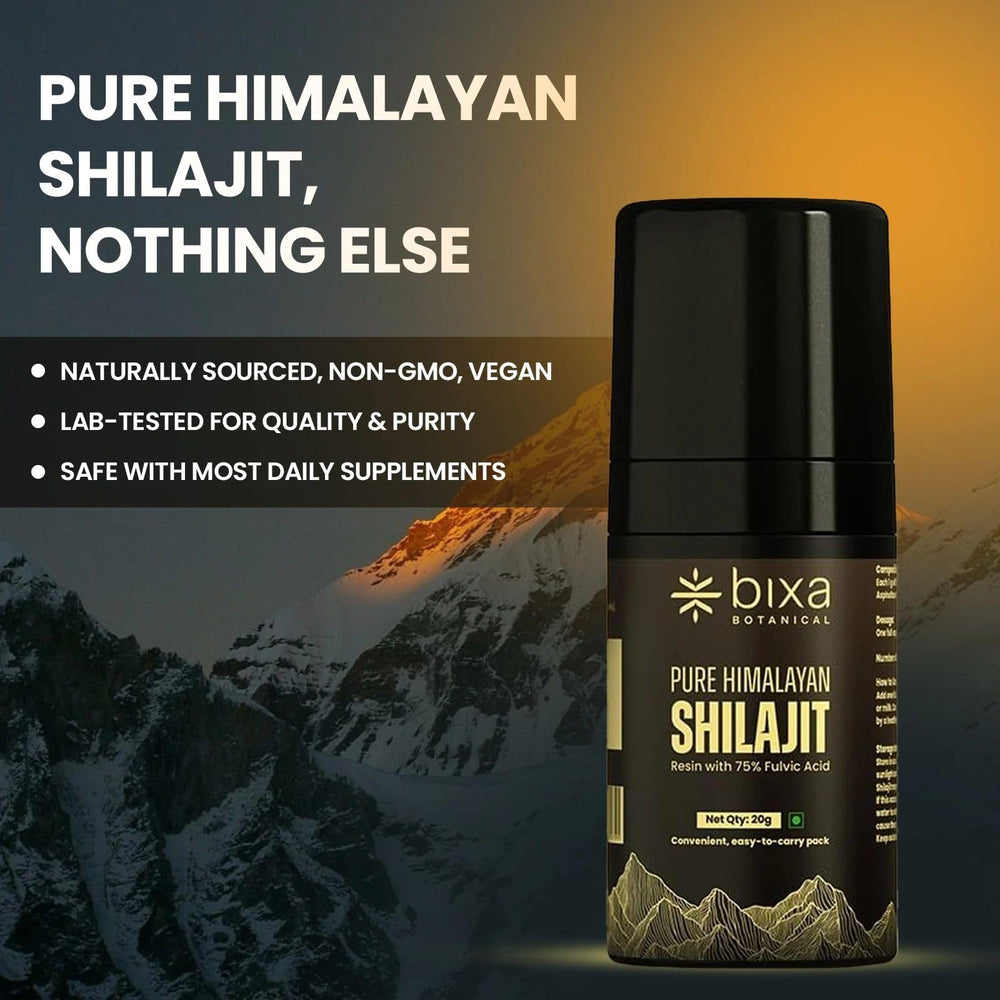 Bixa BOTANICAL Shilajit travel-friendly compact packaging for on-the-go