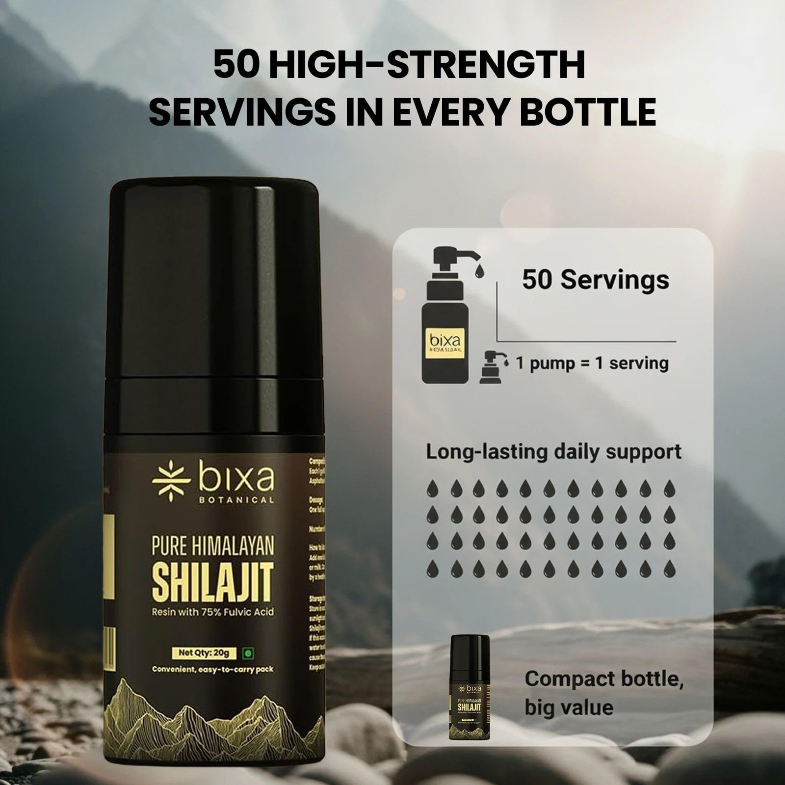 Bixa BOTANICAL Shilajit vegan non-GMO formula for daily supplements
