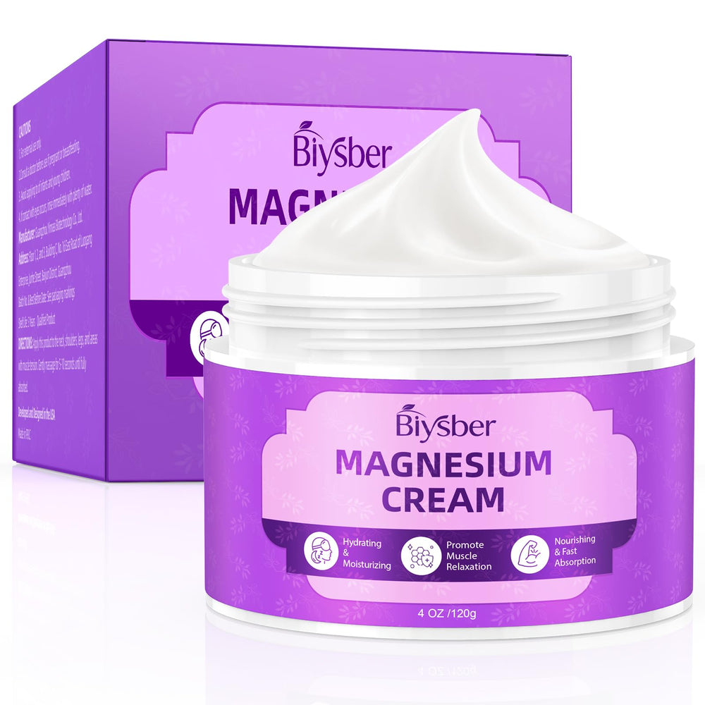 BIYSBER topical magnesium lotion bottle enhances nightly relaxation and hydration.