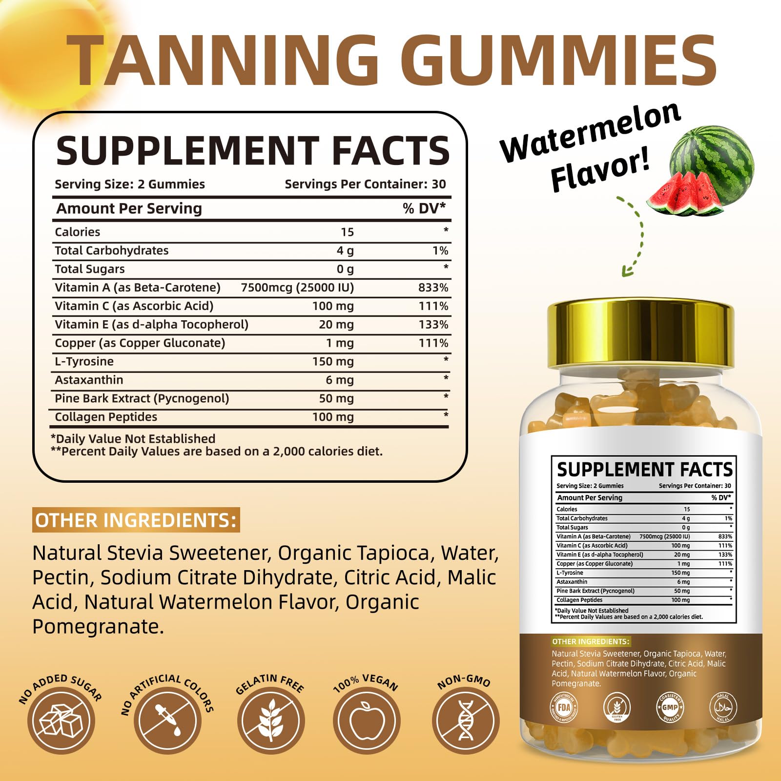 BIYODE sun-kissed glow gummies jar front label hints at natural tan potential.