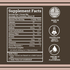 Label on Black Forest cocoa powder highlighting heart health benefits