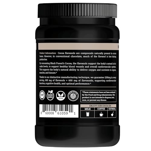 Cocoa powder pouring into shaker from Black Forest container for energy boost