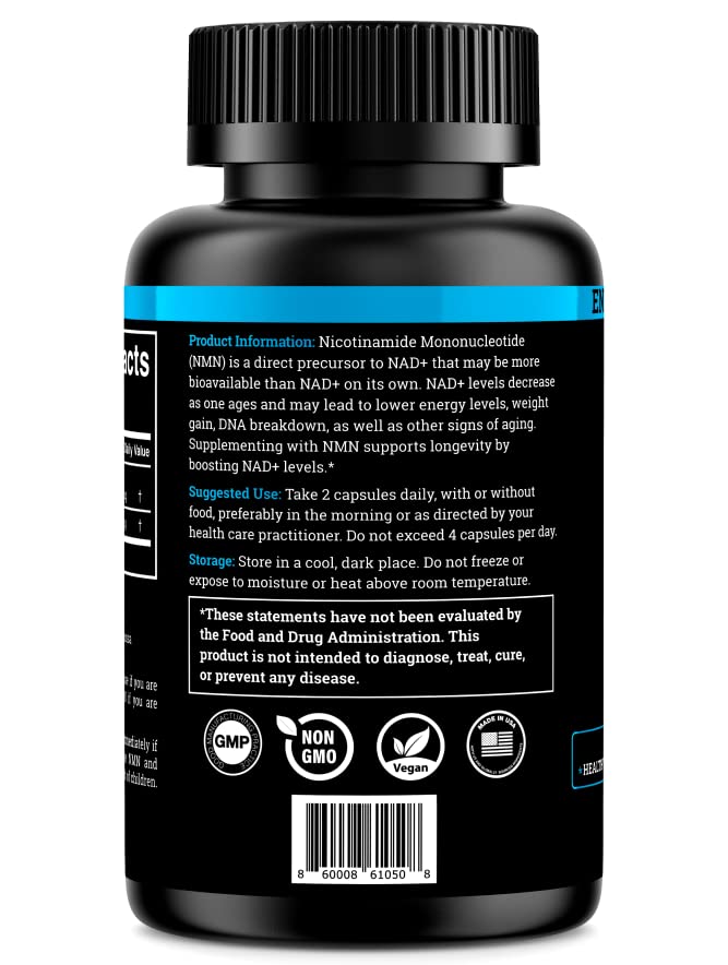 Black Forest NMN bottle displayed on a neutral shelf with clear branding for decision ease.