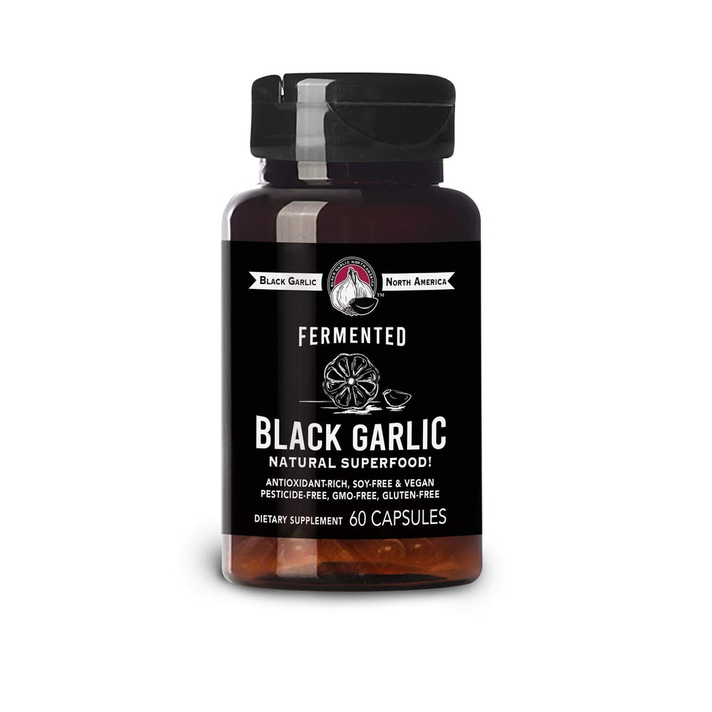 Black Garlic North America capsules bottle front view for daily wellness.