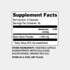 Black Garlic North America capsules bottle side view showing convenient dosage.
