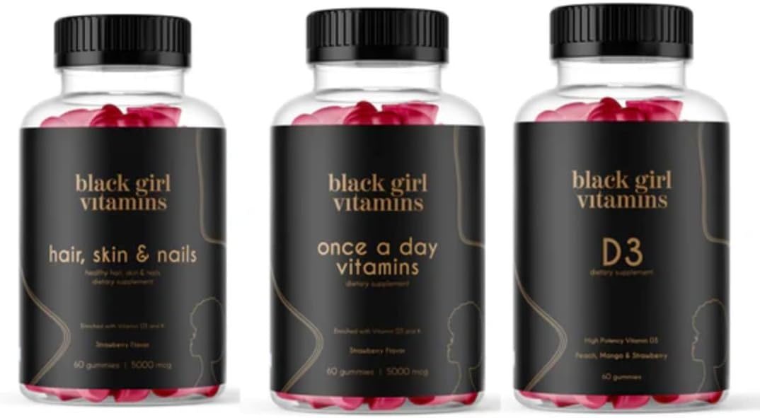 Black Girl Vitamins Look Good Feel Good Bundle front view supports daily beauty.