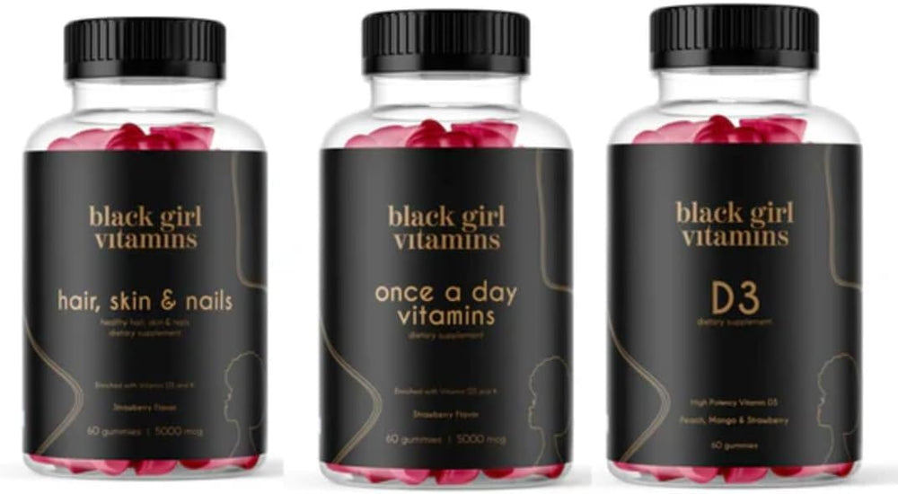 Black Girl Vitamins Look Good Feel Good Bundle front view supports daily beauty.