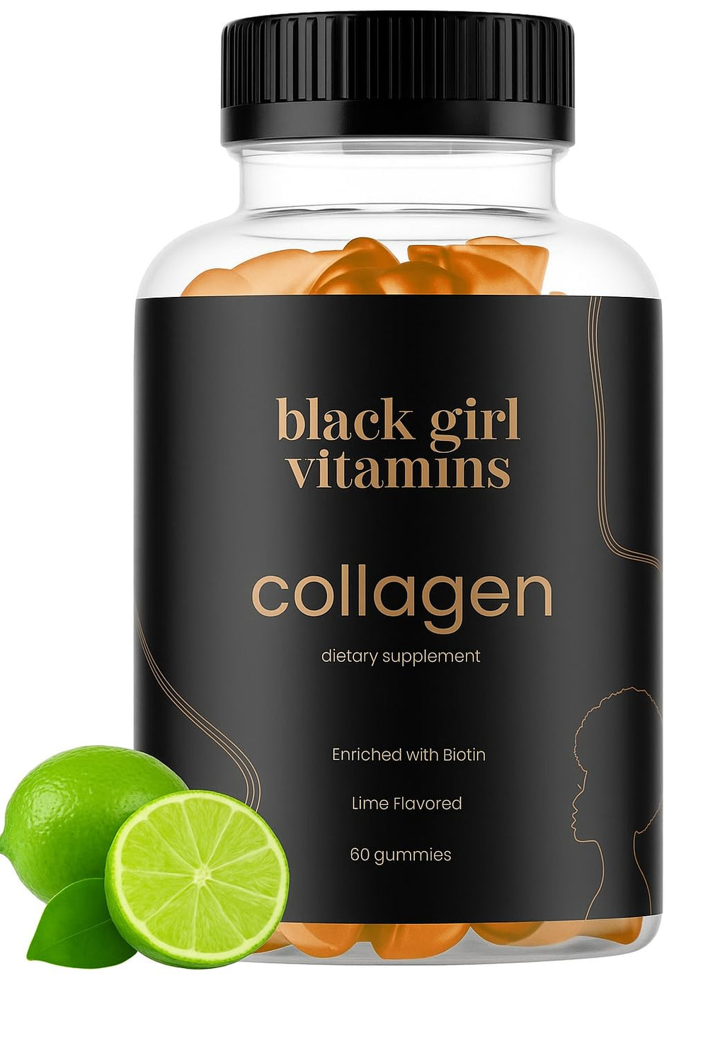 Black Girl Vitamins collagen gummies lime packaging for easy daily beauty support.