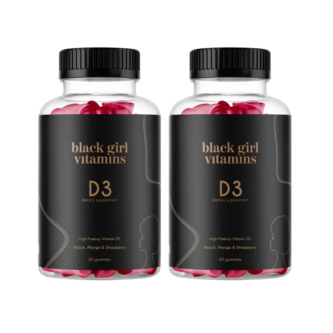 Black Girl Vitamins D3 Gummies bottle front highlighting immune support and bone health