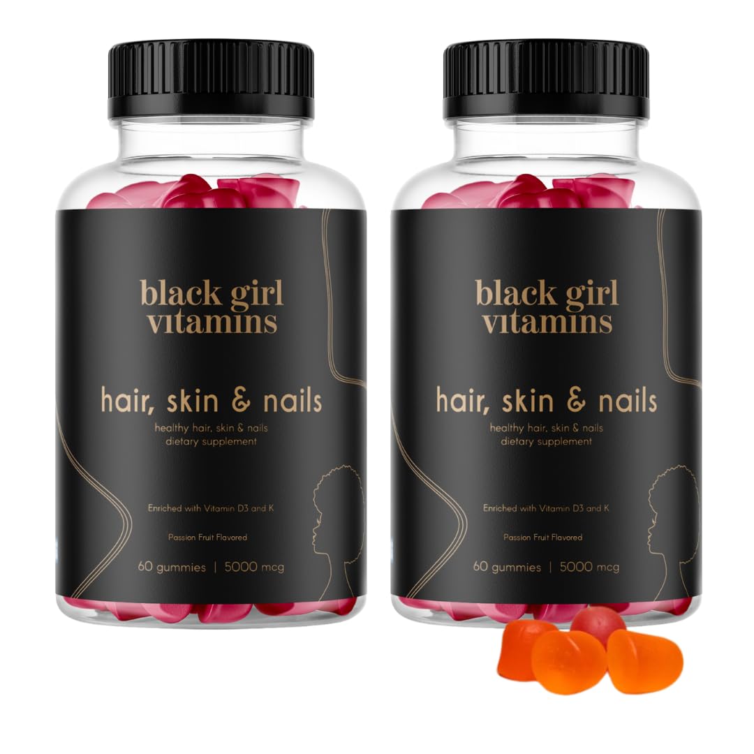Black Girl Vitamins hair, skin, nails bottle promotes stronger-looking hair and nails.