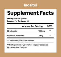 Close-up of Inositol capsules, easy-to-swallow vegan capsules.