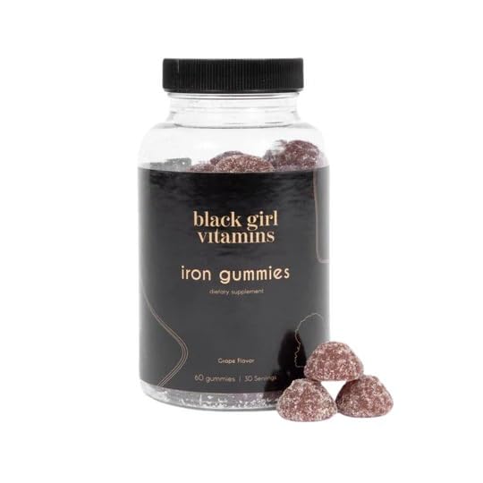 Black Girl Vitamins Iron Gummies packaging outer box communicates gluten-free, gelatin-free formulation.