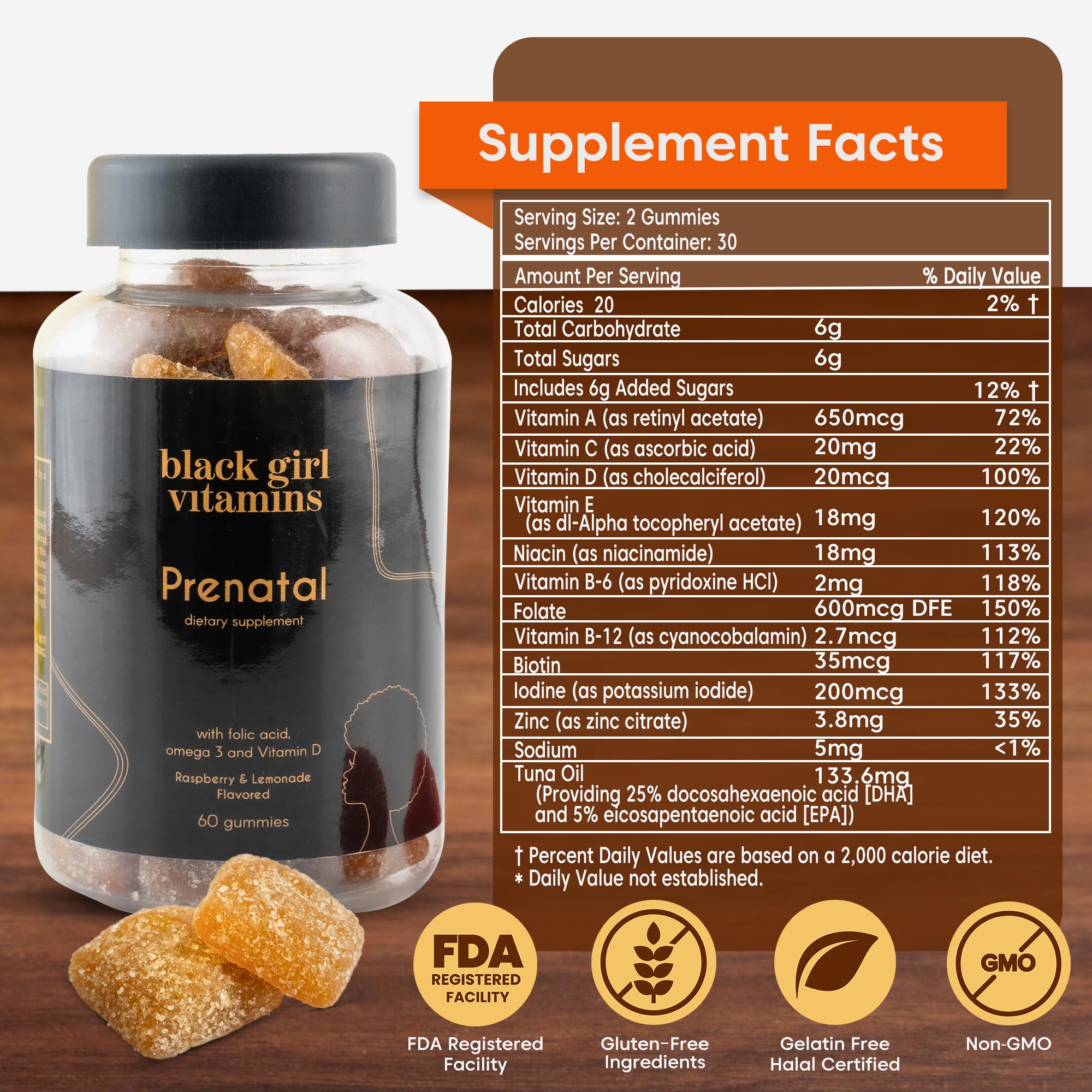 Black Girl Vitamins Prenatal Gummies USA-made, gluten-free, dairy-free, and proudly Black-owned.
