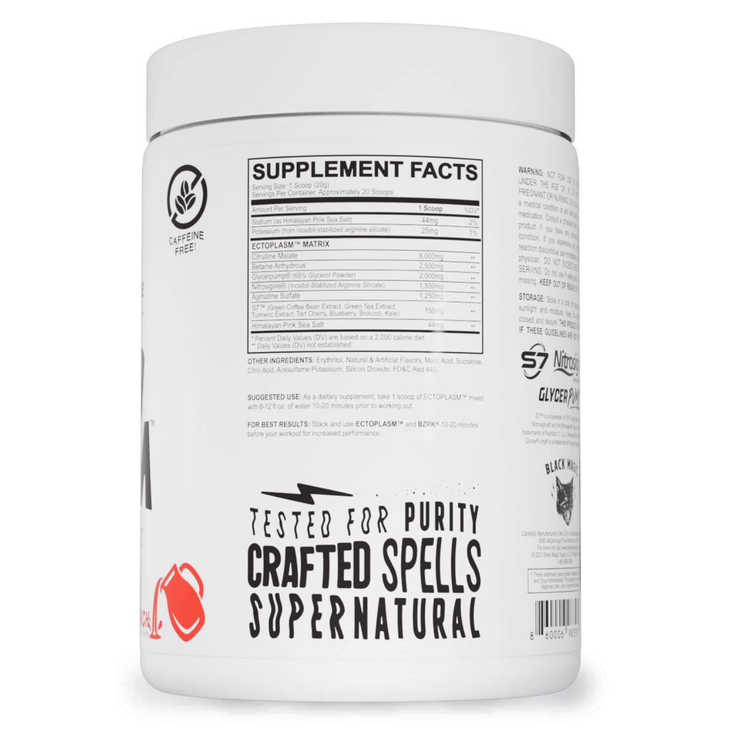Black Magic Ecto Plasm powder being mixed for workout hydration.
