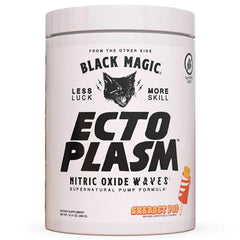 Black Magic Ecto Plasm sherbet pop bottle showing non-stim pump formula for late workouts