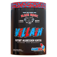 Black Magic Villain high-stim pre-workout Bombsicle tub boosts focus and energy.