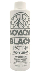Black Patina Novacan zinc 8oz bottle for a durable black patina finish
