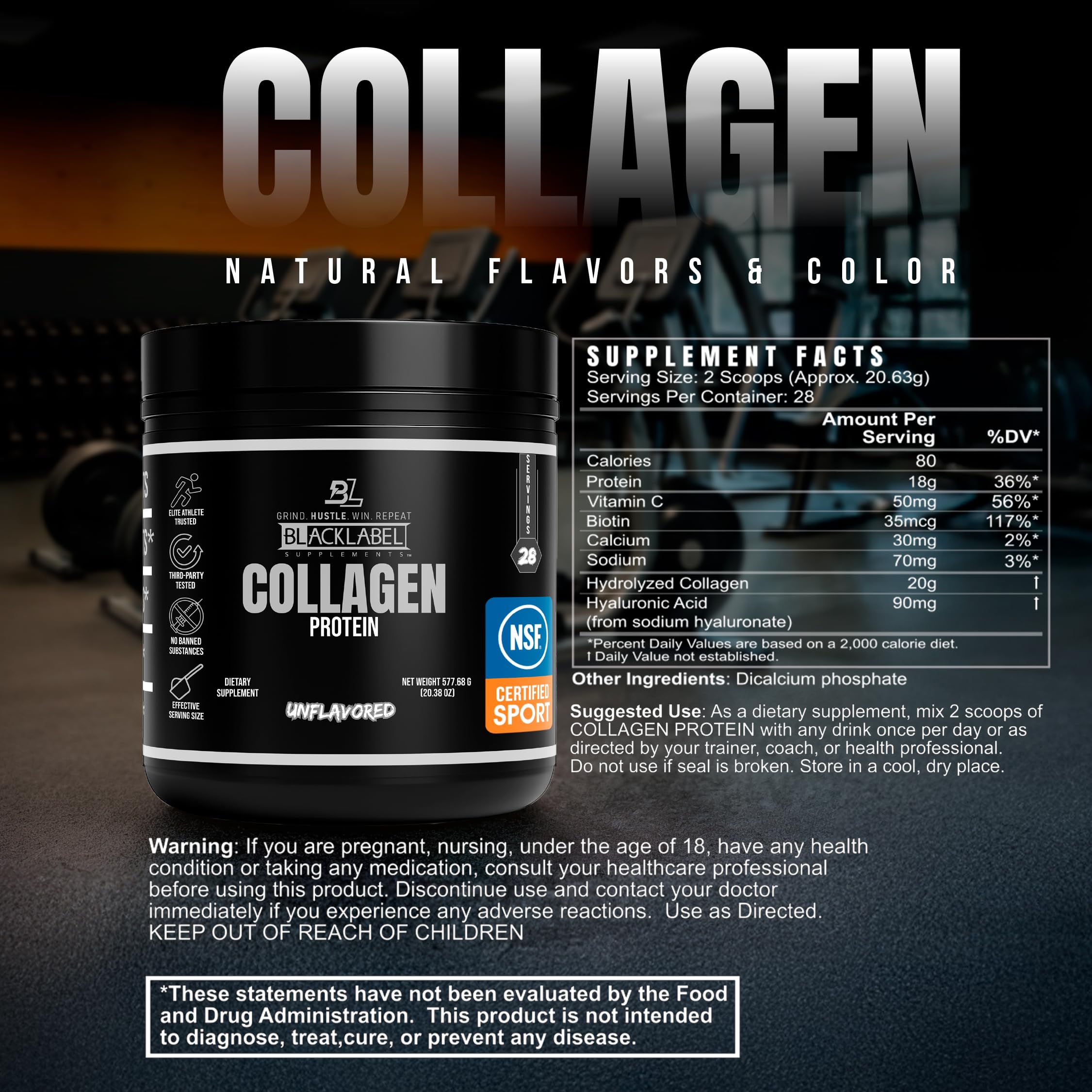 BlackLabel Collagen after workout shown in gym setup for post-exercise recovery.