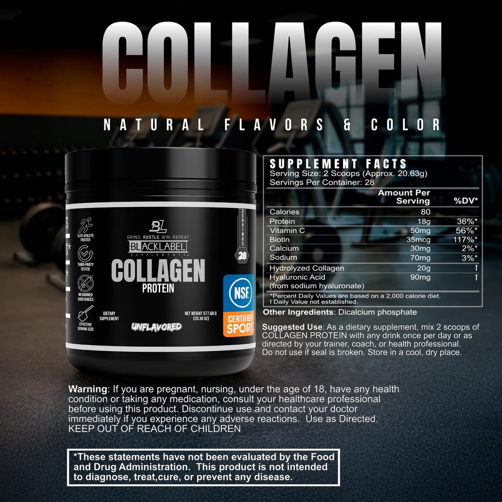 BlackLabel Collagen after workout shown in gym setup for post-exercise recovery.