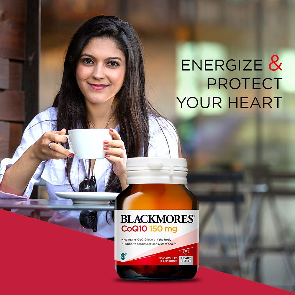 Lifestyle scene showing a morning routine with vitamins including CoQ10.