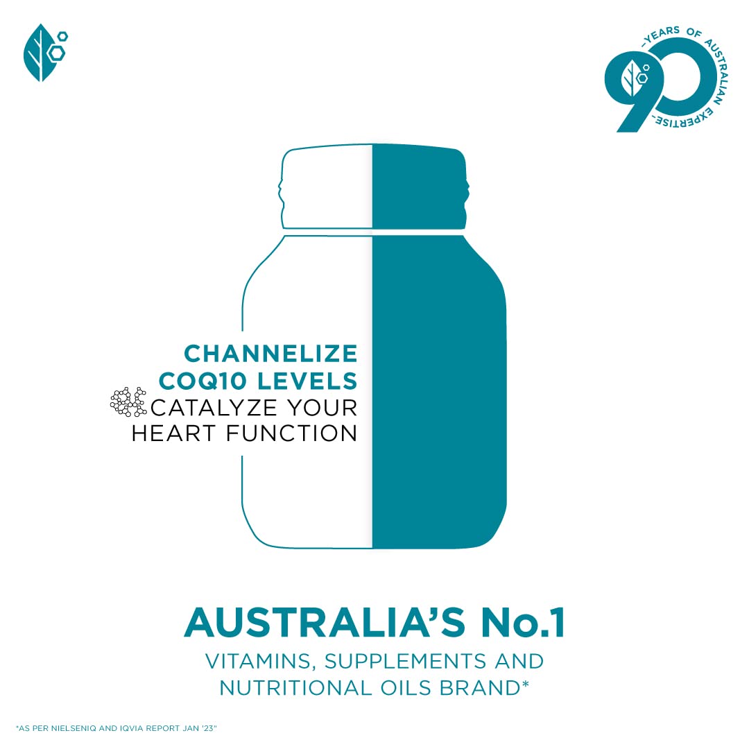 Close-up of CoQ10 capsules in bottle for heart health and cardio-friendly nutrition.