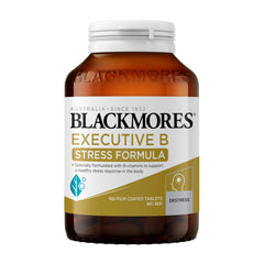 Blackmores Executive B 160 tablets bottle front suggests daily stress support and energy balance.