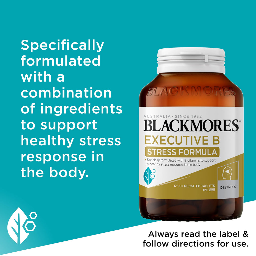 Blackmores Executive B 160 tablets daily routine image conveys convenient supplementation for energy.