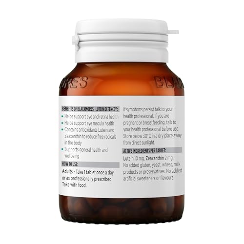 Blackmores Lutein Defence tablets closeup highlighting lutein and zeaxanthin.