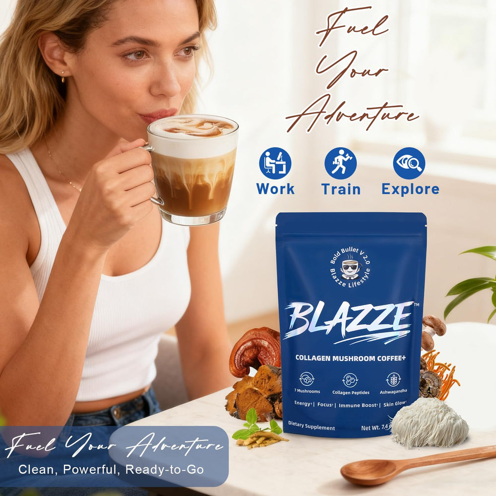 Blazze organic reishi farm sourcing line implies clean origins and traceability.