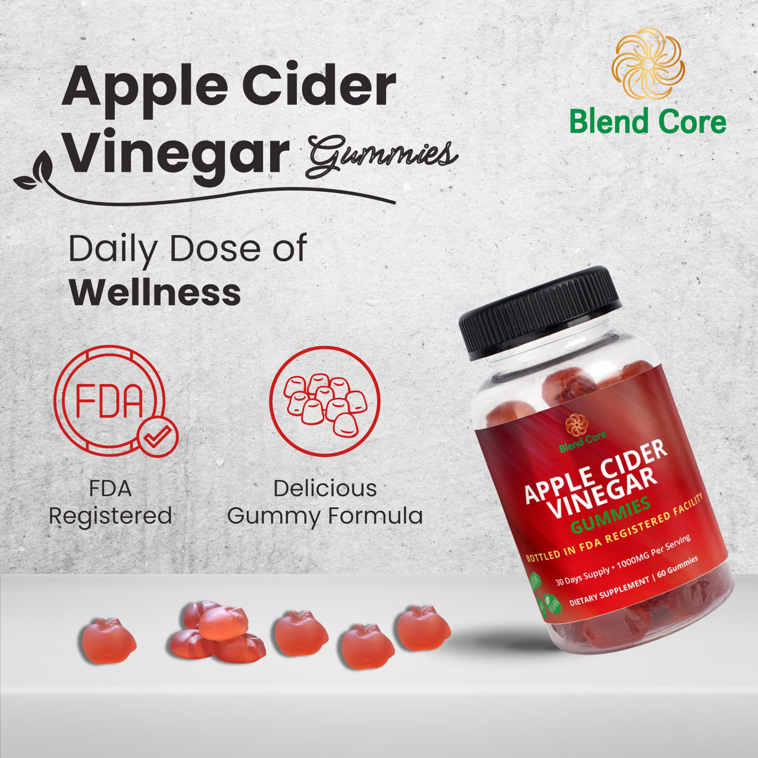 Blend Core gummies on hand showing convenient on-the-go intake