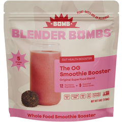 Blender Bombs Original smoothie booster bottle ready to blend for a quick, nutritious smoothie.