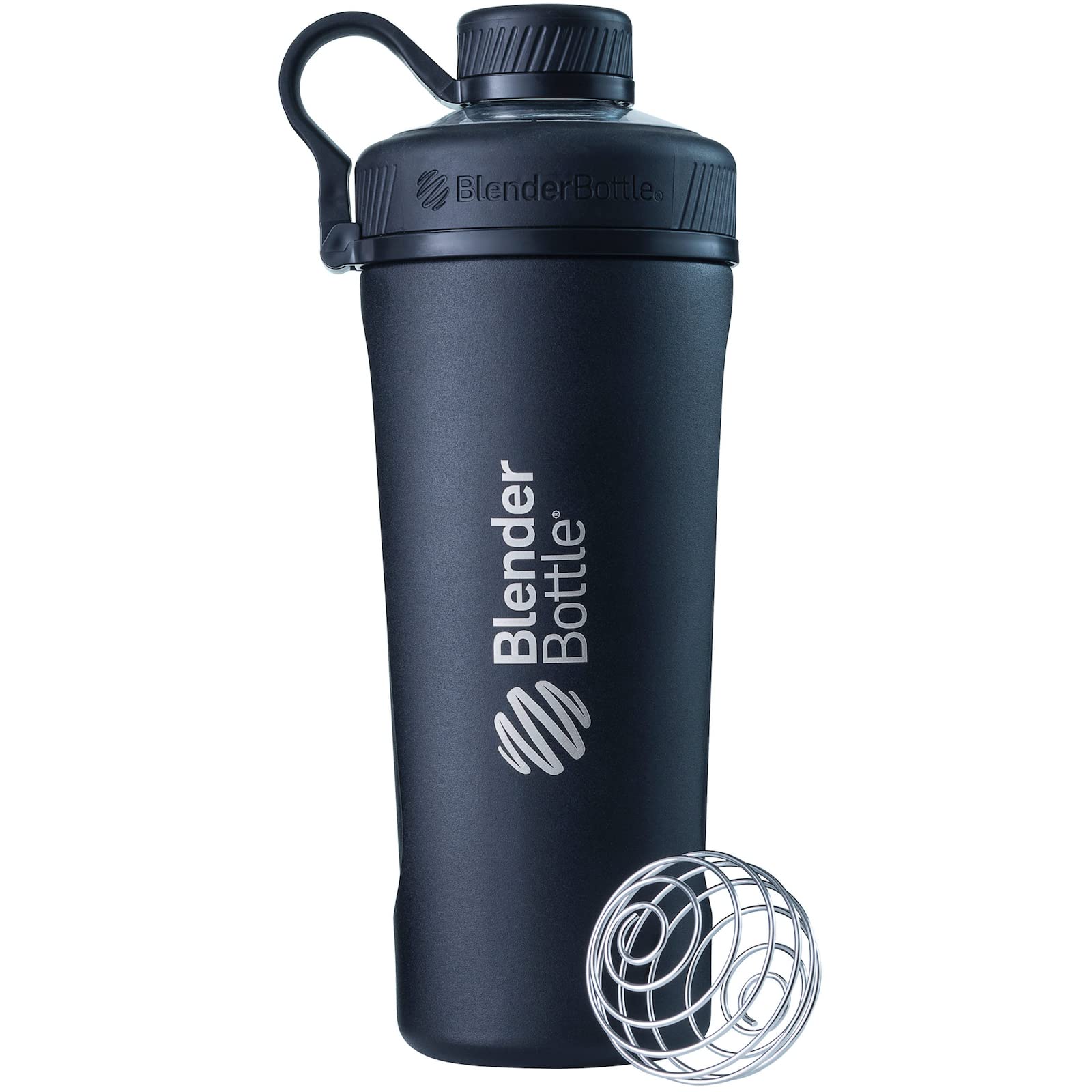 BlenderBottle Radian insulated bottle side view keeps drinks cold.
