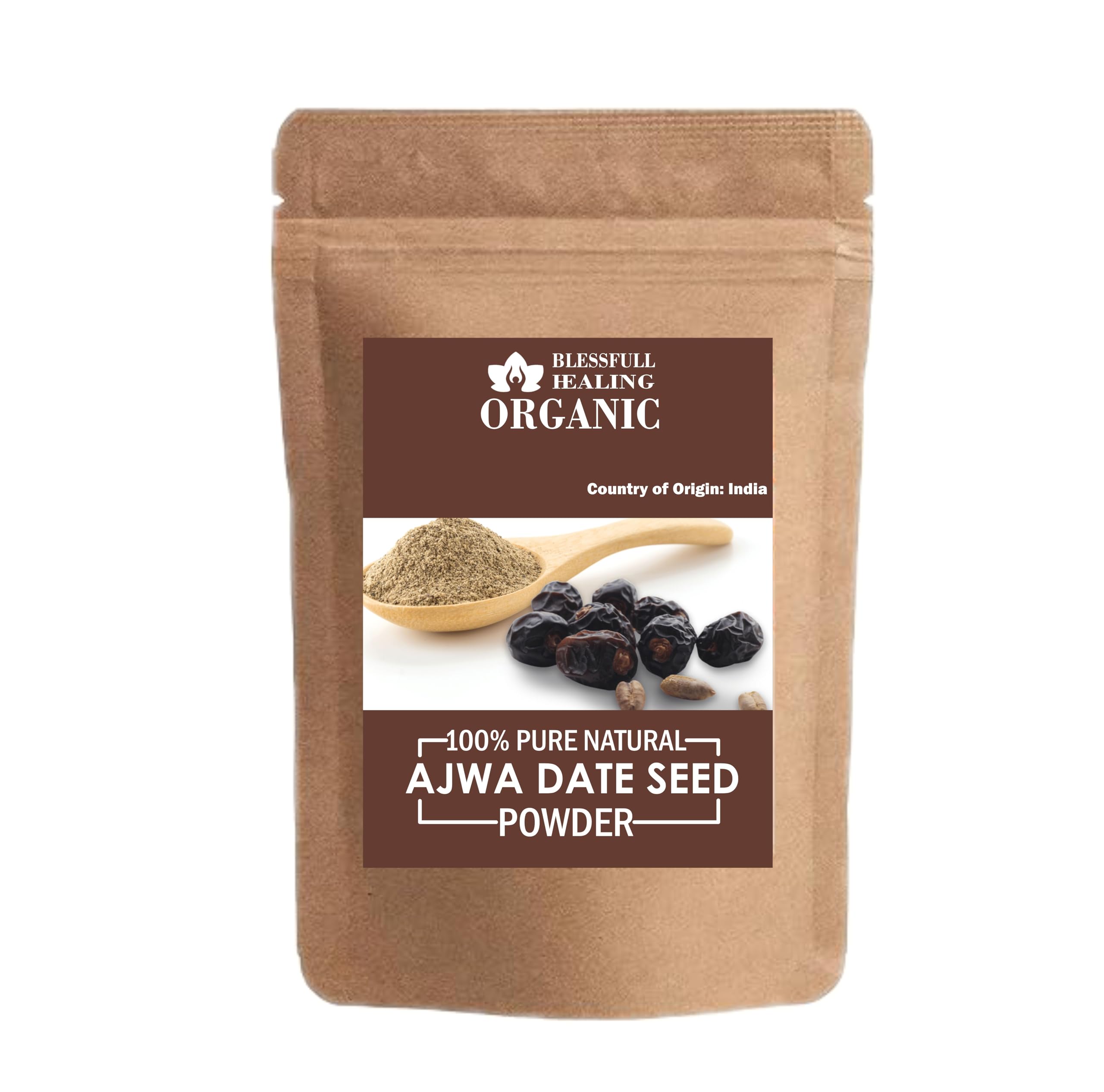 Blessfull Healing Ajwa Date Seed Powder jar for smoothies and baking