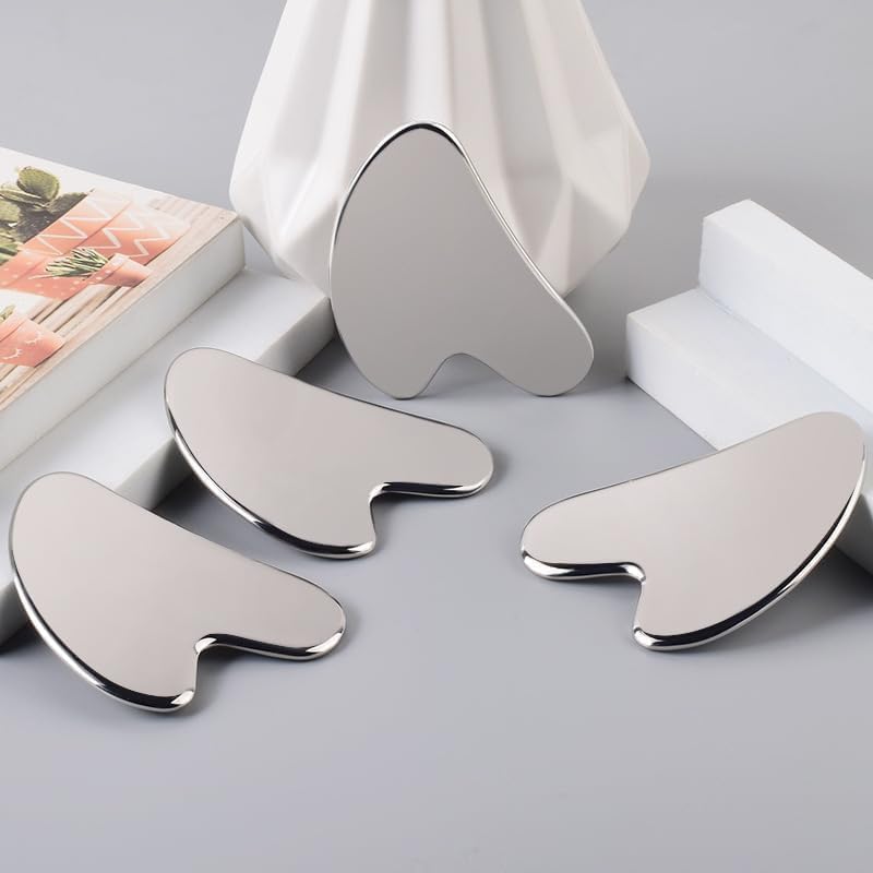 BLHVSINO1 stainless steel gua sha with cool metal feel for refreshing skincare sessions.