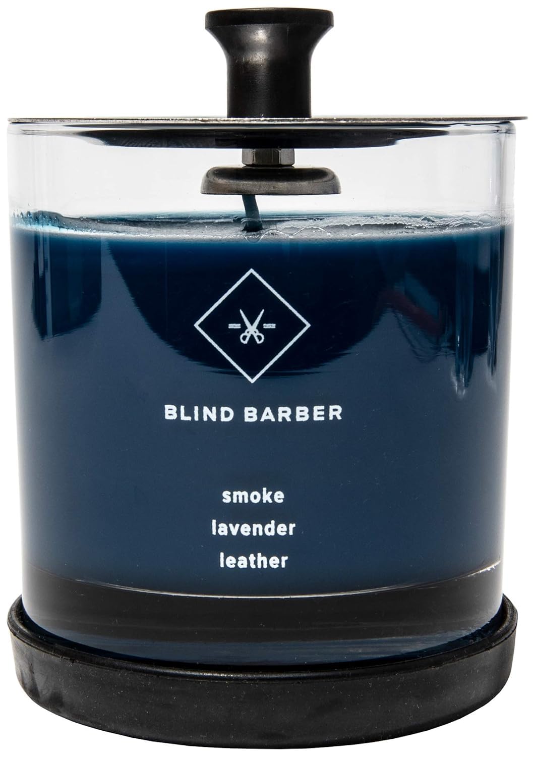 Blind Barber Tompkins Candle with leather and smoke notes for bold ambiance.