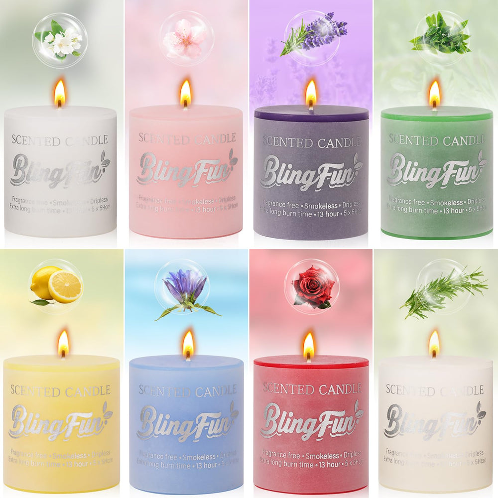 Blingfun long burn 40-hours candle provides extended fragrance.