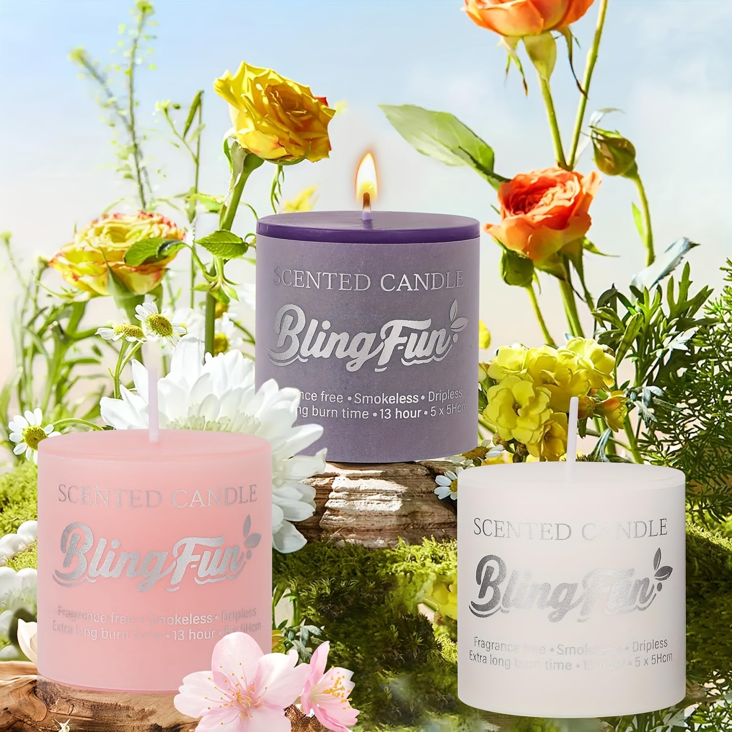 Blingfun low-smoke wick candle reduces indoor smoke and soot.