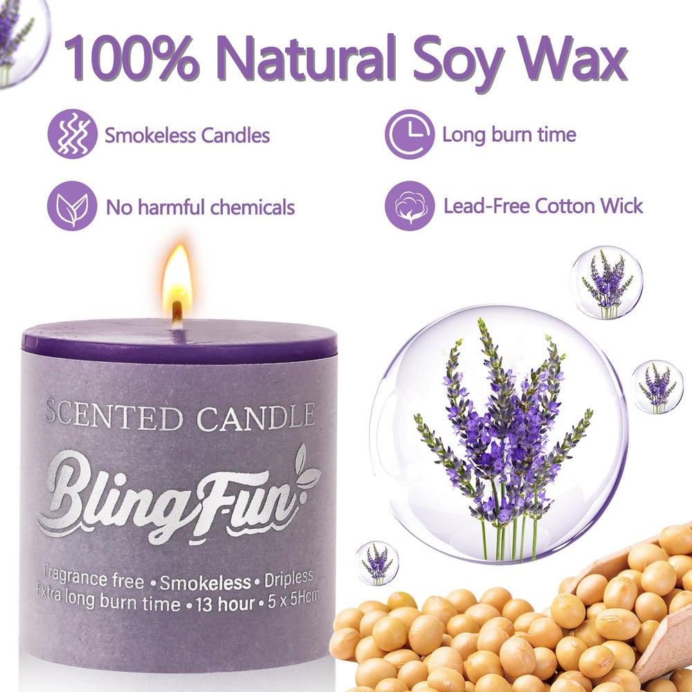 Blingfun purple lavender scent candle delivers calming aroma for relaxing moments.