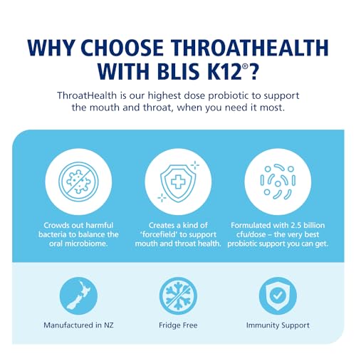 BLIS ThroatHealth K12 lozenge 2.5B CFU supports daily oral microbiome balance