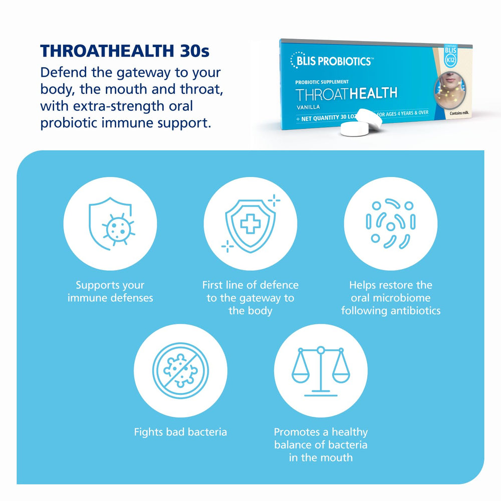 BLIS ThroatHealth natural vanilla flavor for enjoyable daily use