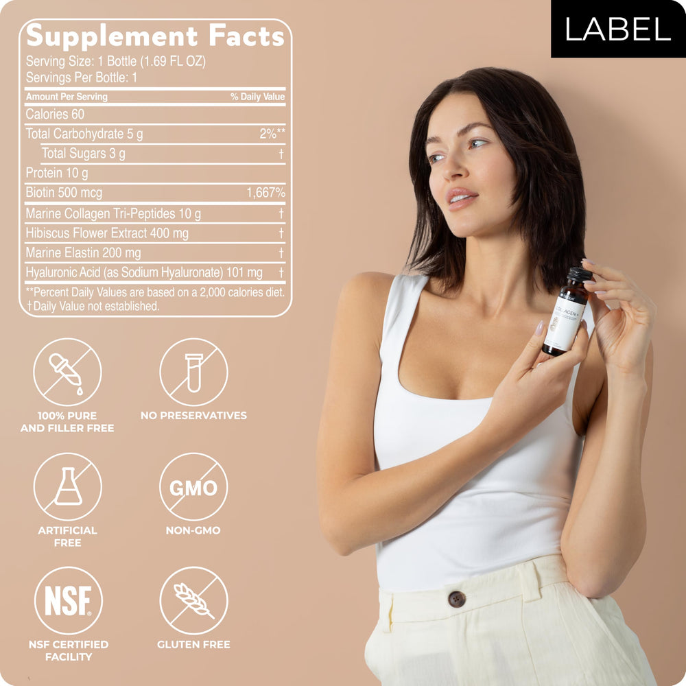 Blisque Biotin and Hyaluronic Acid visual indicating hair and skin support.