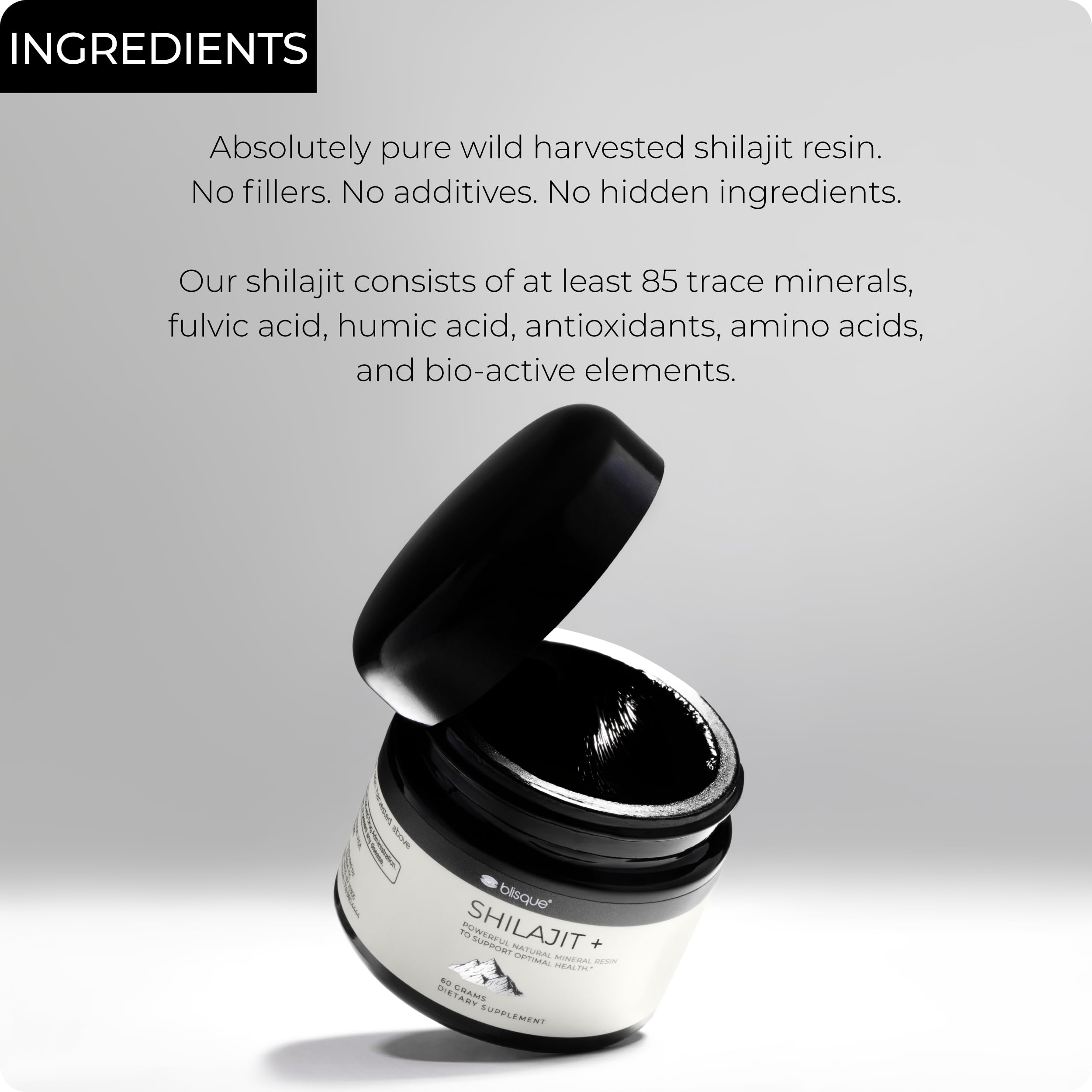 Blisque Shilajit resin teaspoon serving indicating convenient dosage for daily use.