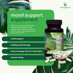 Close-up of Blissgevity capsules for daily focus and calm energy