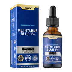 Blissta Methylene Blue 1% bottle front showing high-purity cognitive support.