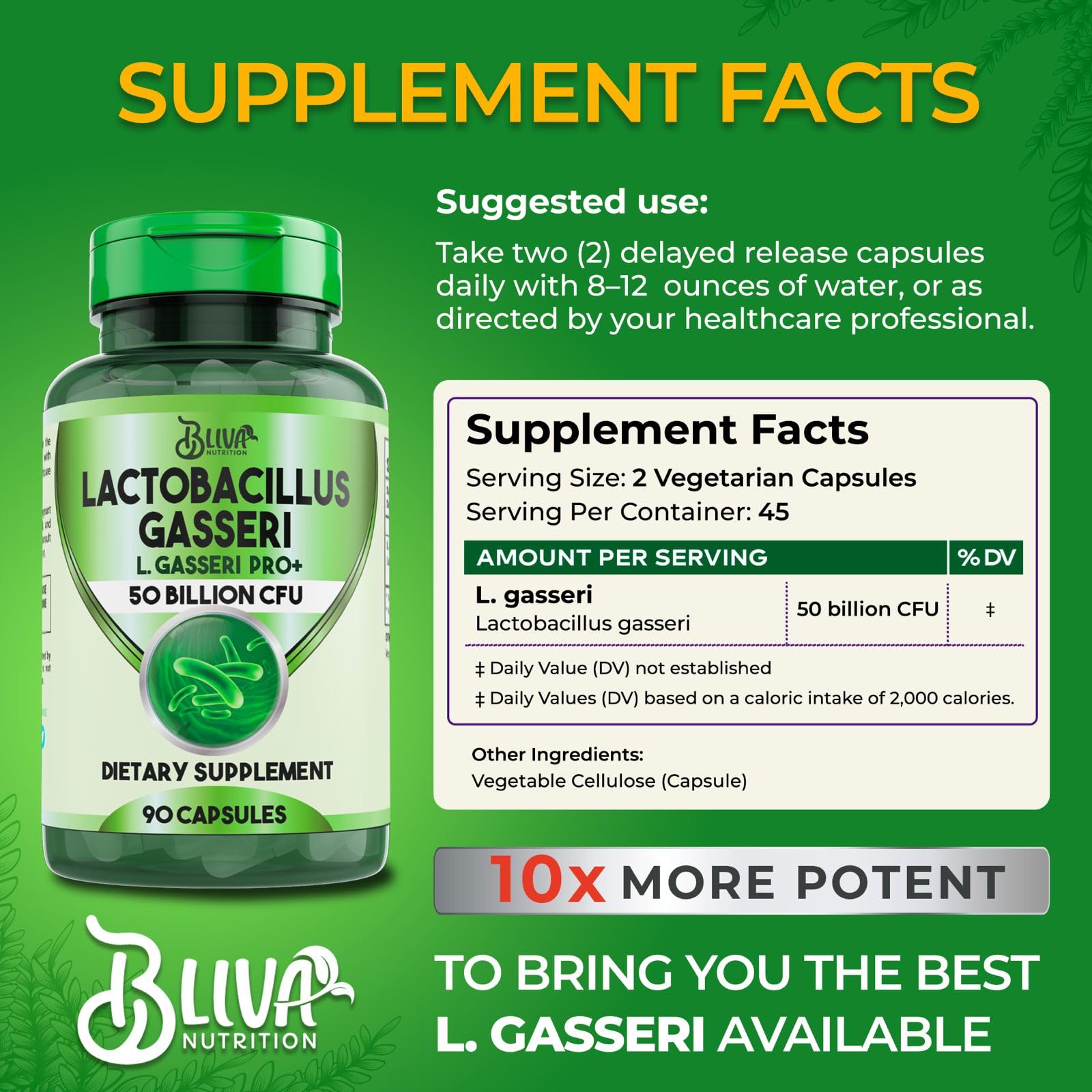 BLIVA L Gasseri capsules dosage shot for simple daily routine supporting gut health.
