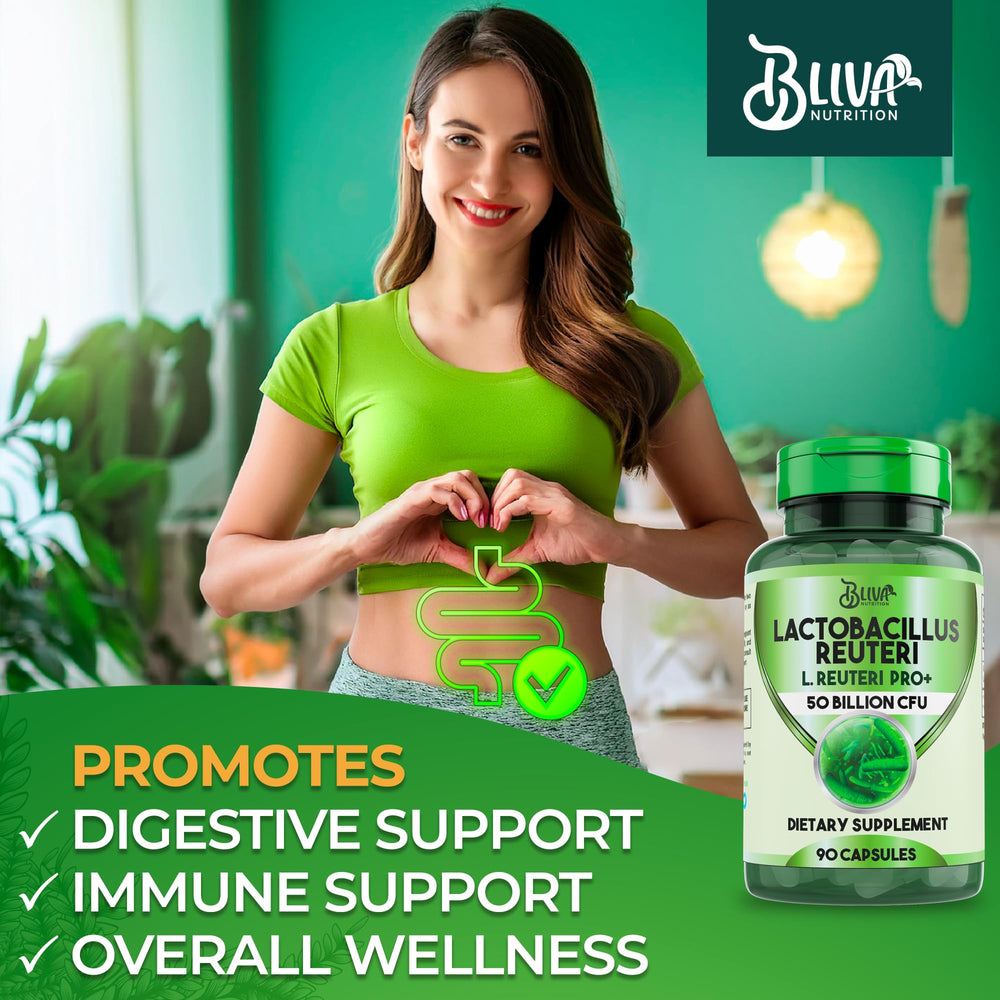 BLIVA Nutrition L Reuteri packaging signals premium probiotic wellness