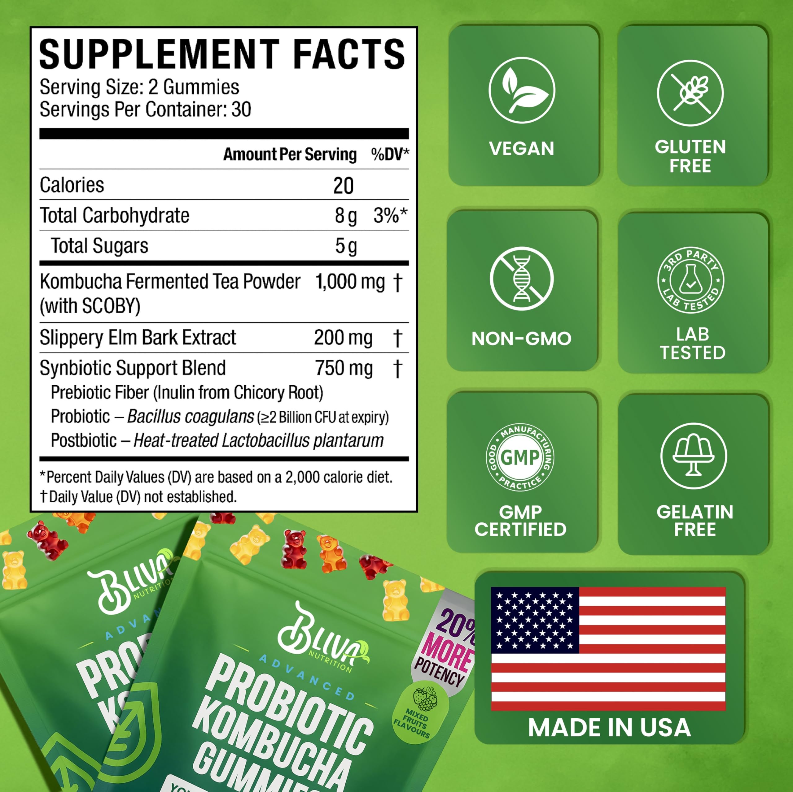 BLIVA Nutrition 60-count packaging emphasizing value and daily support